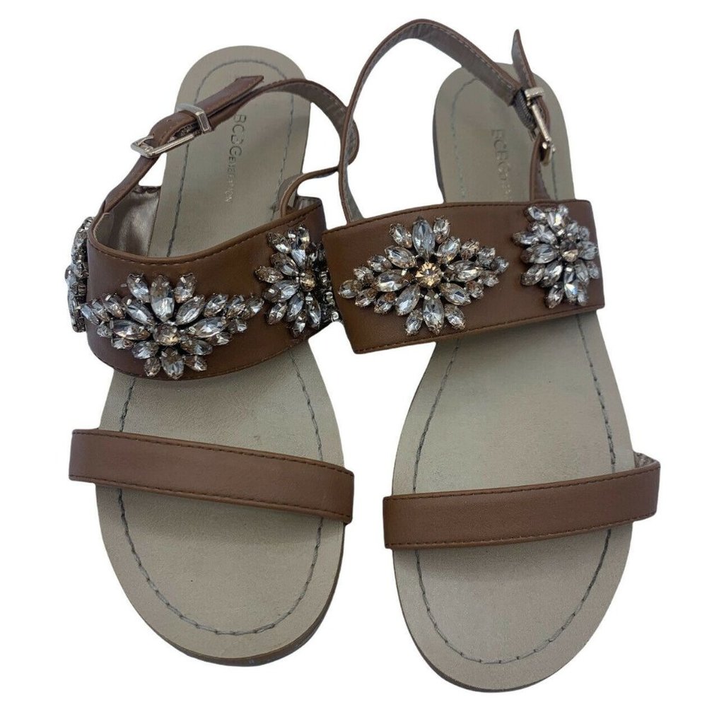 BCBGeneration BRINAH Size 7.5 M Brown Embellished Sandals